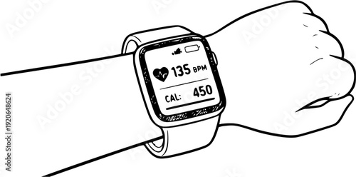 Stick figure wearing smartwatch close-up