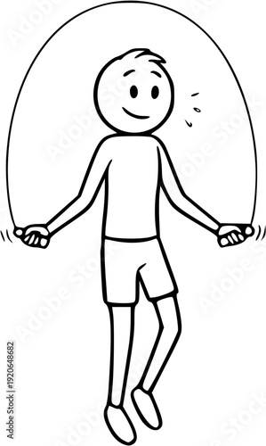 Stick figure jumping rope at gym