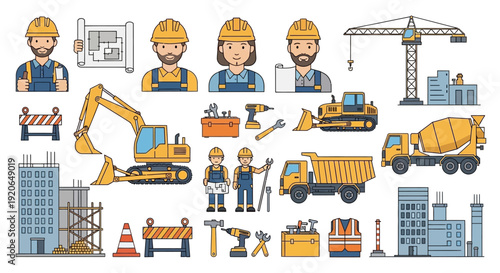 Construction Workers and Heavy Machinery Equipment 1.