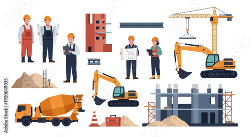 Construction Workers and Heavy Machinery Equipment 7.