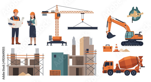 Construction Workers and Heavy Machinery Equipment 8.