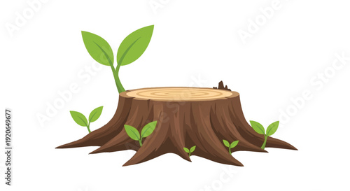 New growth sprouts from a tree stump symbolizing renewal