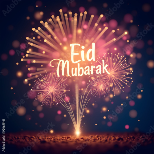 Fireworks burst with text 