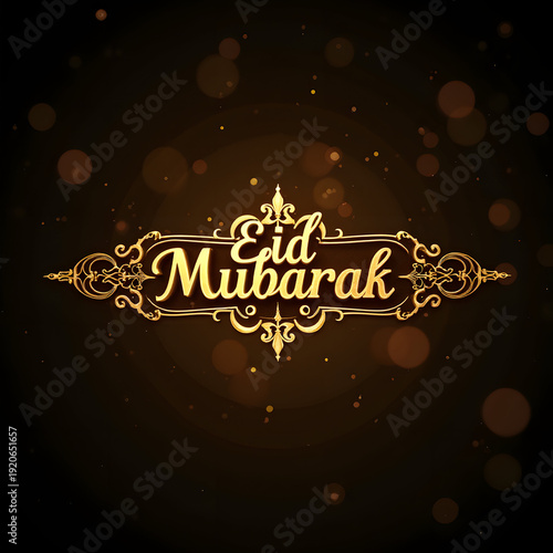 Golden text on black background with bokeh effect.