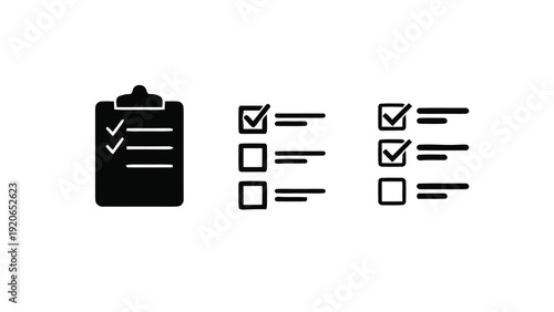 Vector illustration of checklist on clipboard with checkboxes and lines on on a transparent background