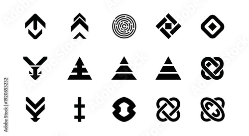 Abstract Geometric Symbols Set. Simple Black Icons