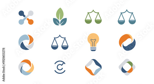 Abstract icons set for business and eco concept