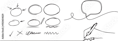 A hand drawn diagram of various oval shapes and a signature