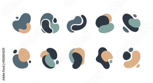 Abstract organic shapes collection in earthy muted tones
