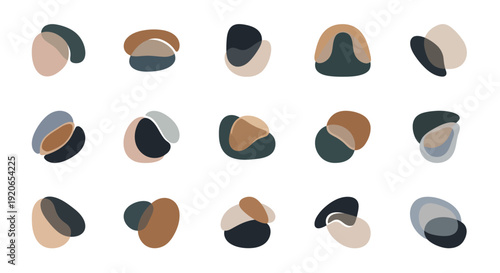 Abstract Organic Shapes Collection in Muted Earth Tones, Modern Minimalist Design Elements