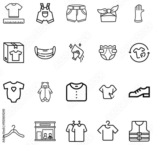 Collection of clothing and accessory white background for fashion apparel