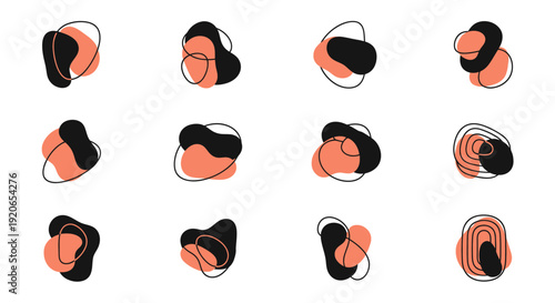 Abstract organic shapes collection, modern fluid design elements, minimalist graphic blobs