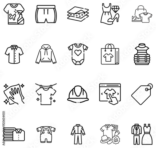 Collection of clothing and fashion related white background apparel style