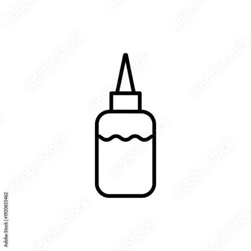 A simple illustration of a bottle with a brush tip dispenser for liquids like glue or paint. isolated on white background, Vector, illustration