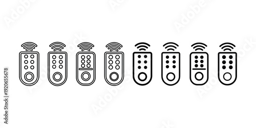 Remote control vector line icon set simple wireless device outline sign collection tv controller symbol pictogram for web