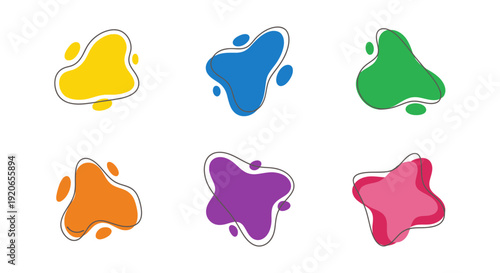Colorful Abstract Liquid Blob Shapes Vector Set Design Elements