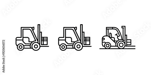 Forklift truck icon. side view of a pallet jack or lift truck. material handling equipment vector illustration. warehouse or industrial transport symbol