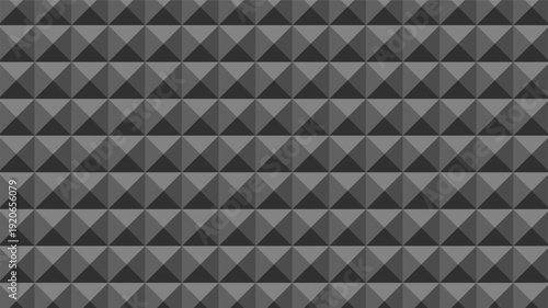 Seamless black and gray geometric triangle mosaic pattern. Abstract square tile background with overlapping shapes, grid structure and diagonal composition. Modern vector design.