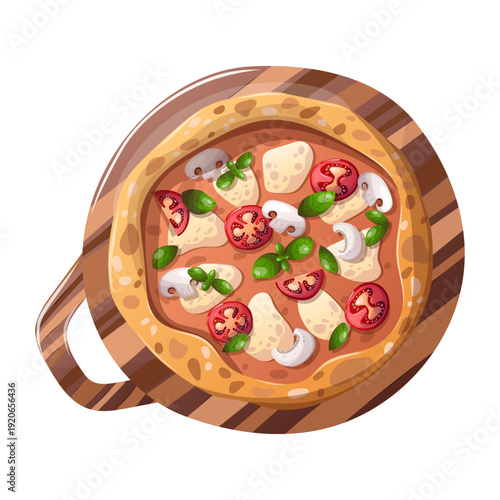 Italian pizza with cheese mushrooms and tomatoes