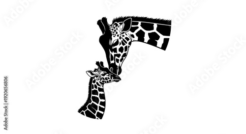 Giraffe shaped handgun illustration in black and white.