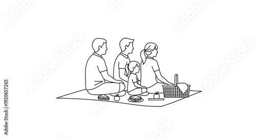 Family having a picnic together outdoors.