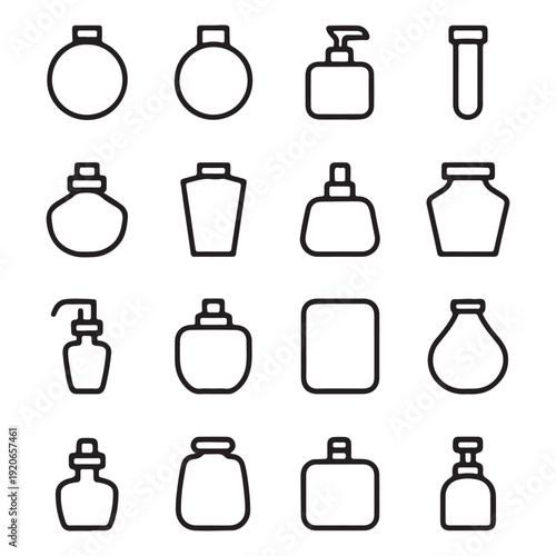 Wallpaper Mural Cosmetic Bottle Silhouette Vector Set – Perfume, Lotion, Skincare Packaging Outline Icons Torontodigital.ca