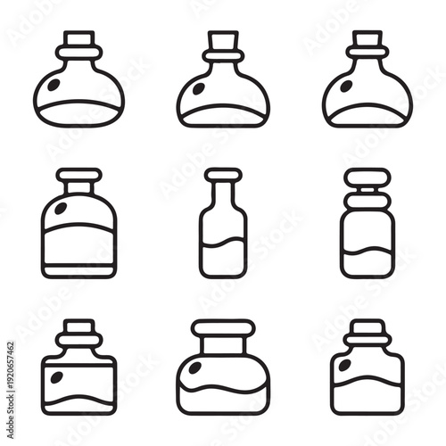 Wallpaper Mural Vintage Apothecary Bottle Silhouette Set – Pharmacy Glass Jar Vector Icons Collection Torontodigital.ca