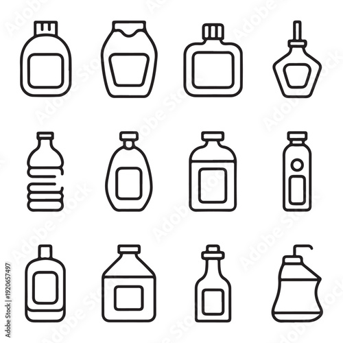 Wallpaper Mural Household Plastic Bottle Silhouettes – Cleaning, Detergent and Liquid Container Vector Set Torontodigital.ca