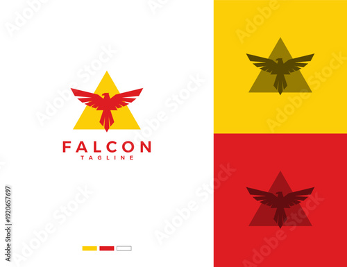 Eagle logo spreading its wings. Falcon logo. Simple and minimalist