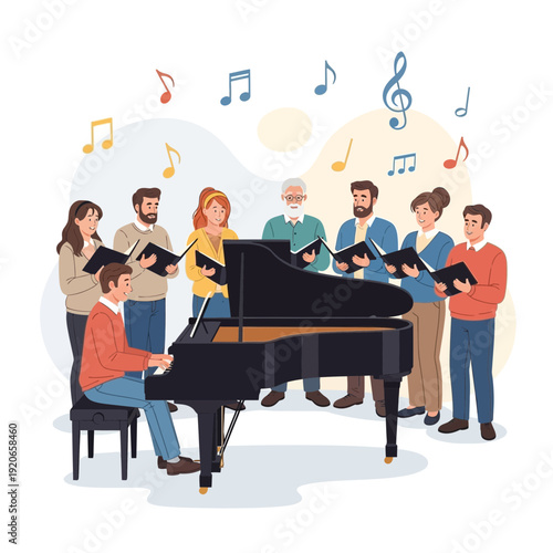 A Harmonious Ensemble: Group Singing and Piano Performance Depicting Musical Creativity