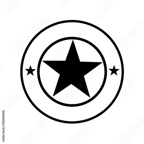 Star badge emblem vector in clean outline style, round insignia icon for logo, branding, award, and certification design