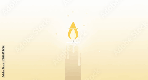 Abstract Candle Flame Symbolizing Light, Warmth, And Hope Against A Yellow Background