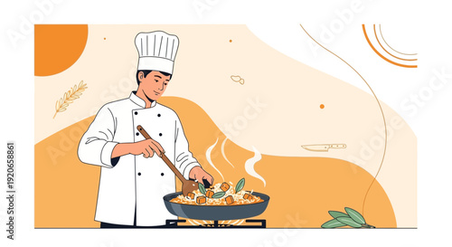 Chef Preparing Gourmet Meal With Fresh Ingredients and Culinary Excellence