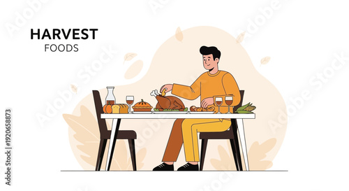 A Person Enjoying Festive Feast: A Harvest Time Celebration Of Food And Gathering