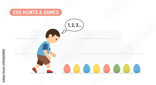 Child Participating In Easter Egg Hunt With Colorful Eggs and Numbers Game