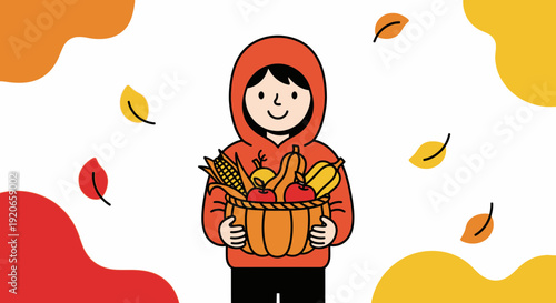 A Person Holding Autumn Harvest Basket and Embracing the Fall Season's Abundance
