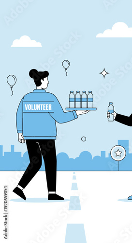 Community Volunteering: Delivering Hydration and Support to Those in Need, Showing Compassion