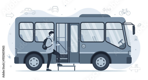 Commuting Journey: An Individual Boards a Modern Transit Vehicle for Travel