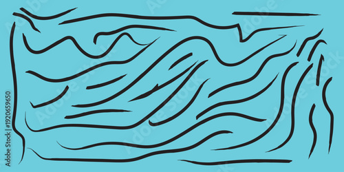 Abstract art with wavy lines on turquoise background