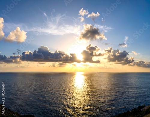 Wallpaper Mural Serene Ocean Sunset with Cloudy Sky Reflection. Torontodigital.ca