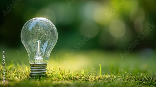 Light bulb idea on green grass