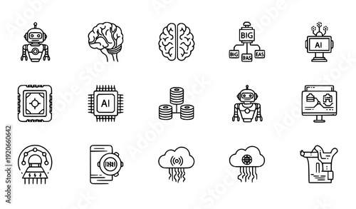 AI and Machine Learning Outline Icon Pack