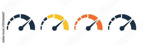 Gauge with left green and right red sectors vector icon, risk level ring indicator, credit score or rating pictogram