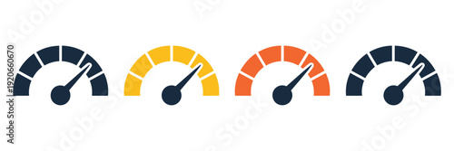 Gauge with left green and right red sectors vector icon, risk ring indicator concept, credit rating pictogram