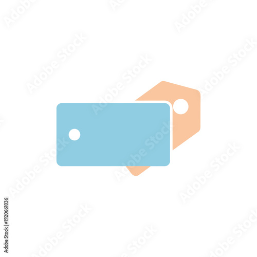 Minimalist Blue and Orange Rectangular Tags on White Background