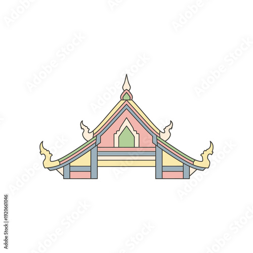 Traditional Thai Temple Roof with Ornate Decorative Details