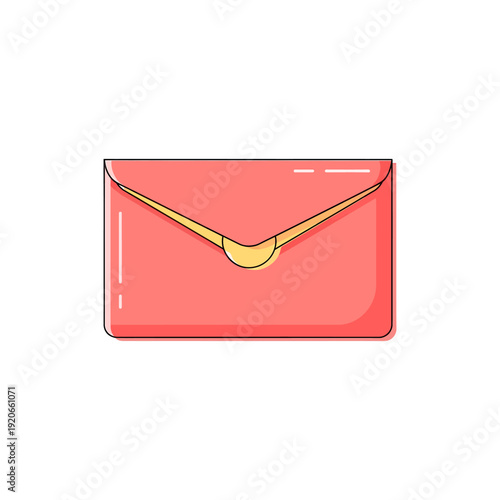 Elegant Red Leather Clutch Purse with Gold Accent