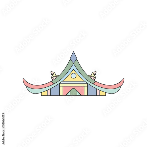 Colorful Traditional Asian Temple Roof with Ornate Details