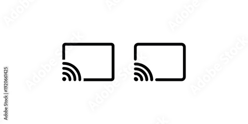 Screen casting and wireless streaming vector icon set representing modern smart home technology with media sharing symbols for digital devices connectivity