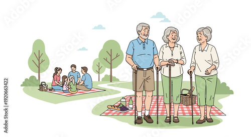 Generational Family Picnic Outdoors Enjoying Nature Together